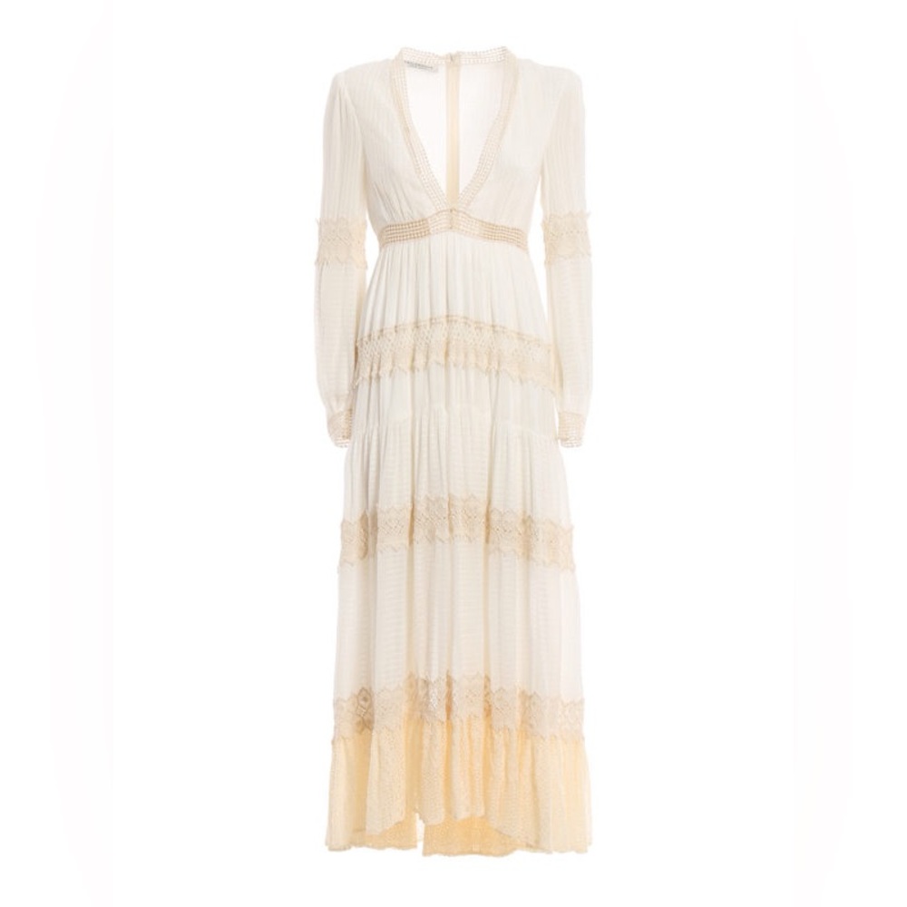 PHILOSOPHY DI LORENZO SERAFINI Women's Cream Dress with Lace Trim NWT